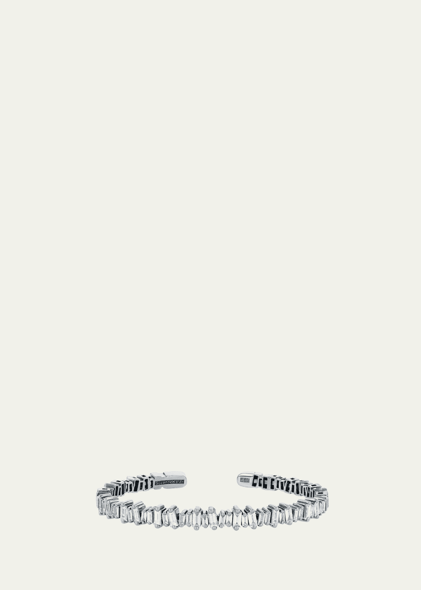 Suzanne Kalan 18K White Gold Bold Diamond Bangle Bracelet