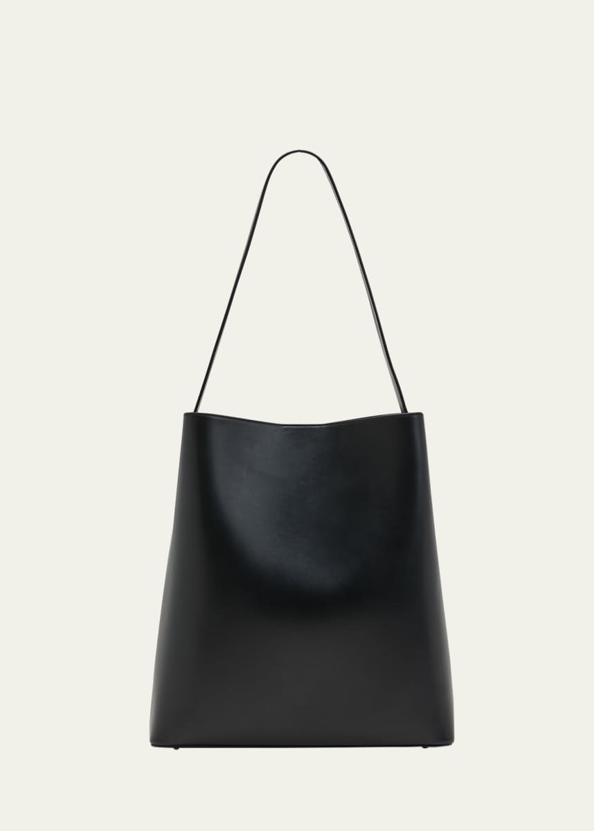 Aesther Ekme Sway Asymmetrical Leather Shoulder Bag In Black