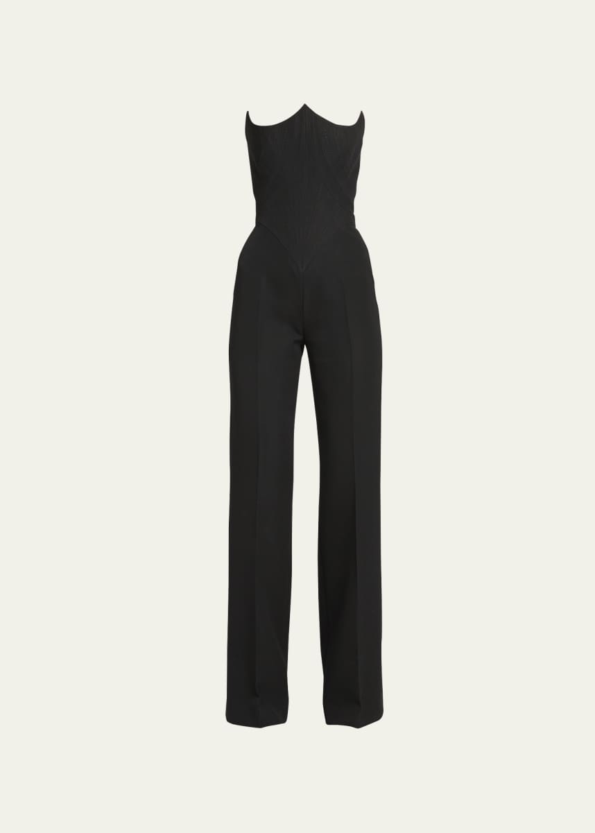 Black Lace Sheer Contrast Bandeau Jumpsuit – PureDiva