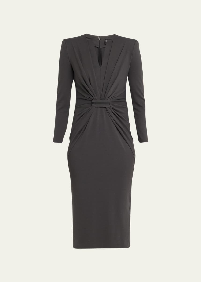 Giorgio Armani Tab-Front Gathered Jersey Sheath Dress