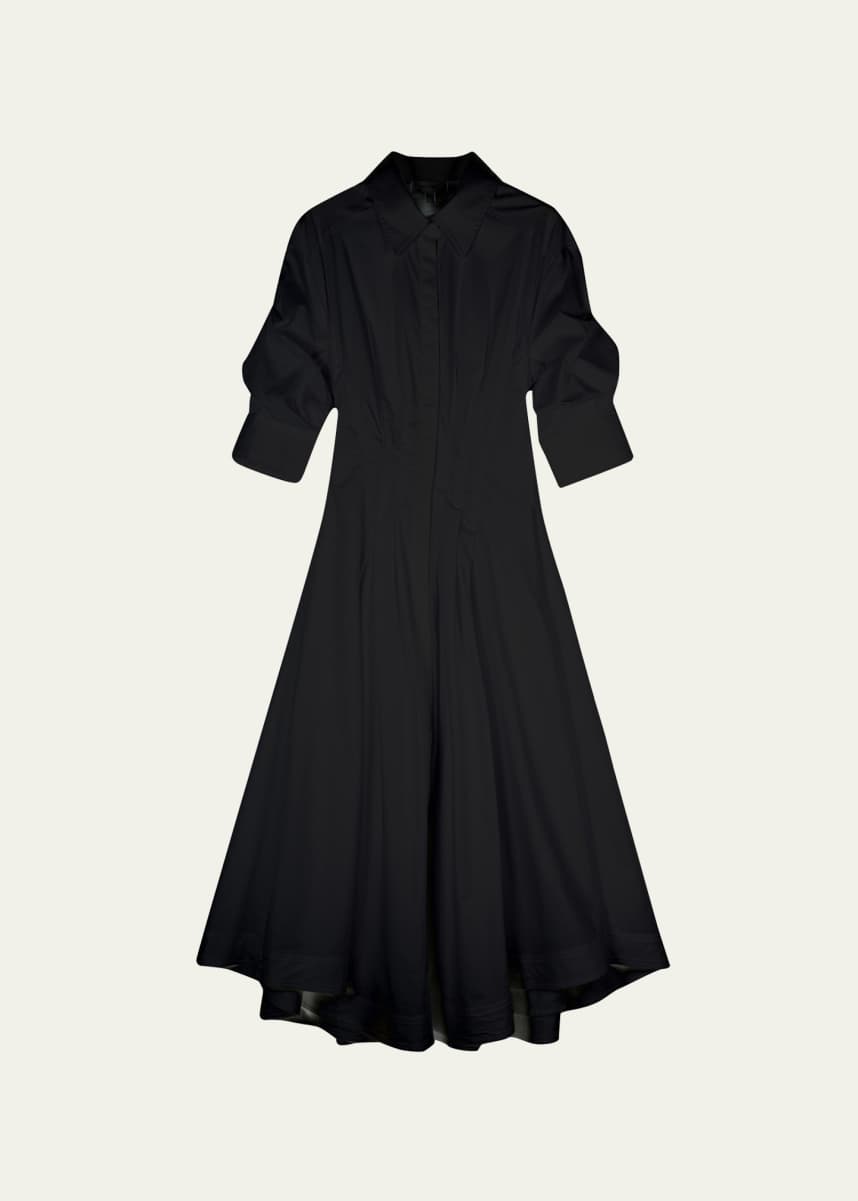 SIMKHAI Jazz Core Cotton Poplin Pintuck Midi Dress