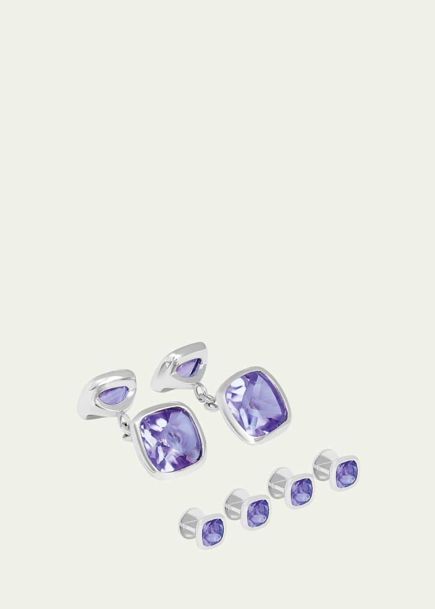 Tateossian Men's Amethyst Cufflink Shirt Stud Set