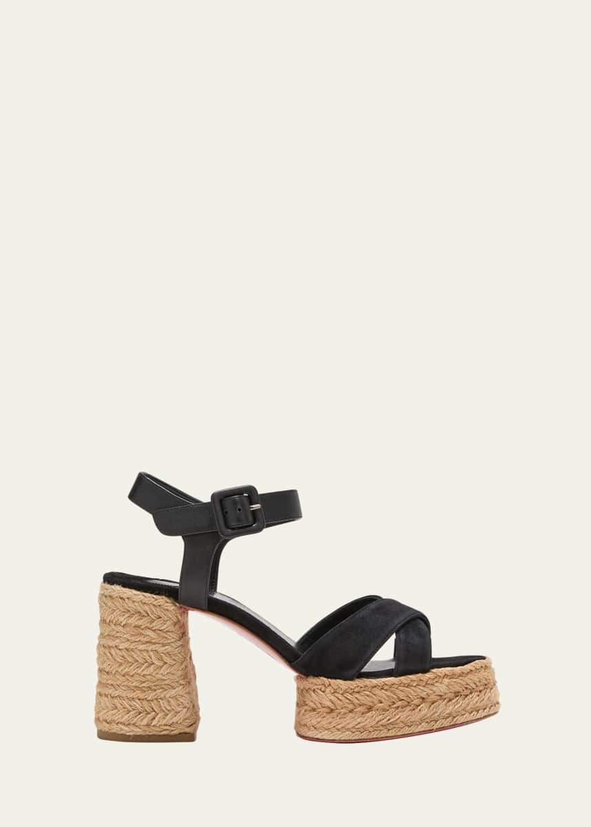 Christian Louboutin Calakala Crisscross Red Sole Espadrille Sandals