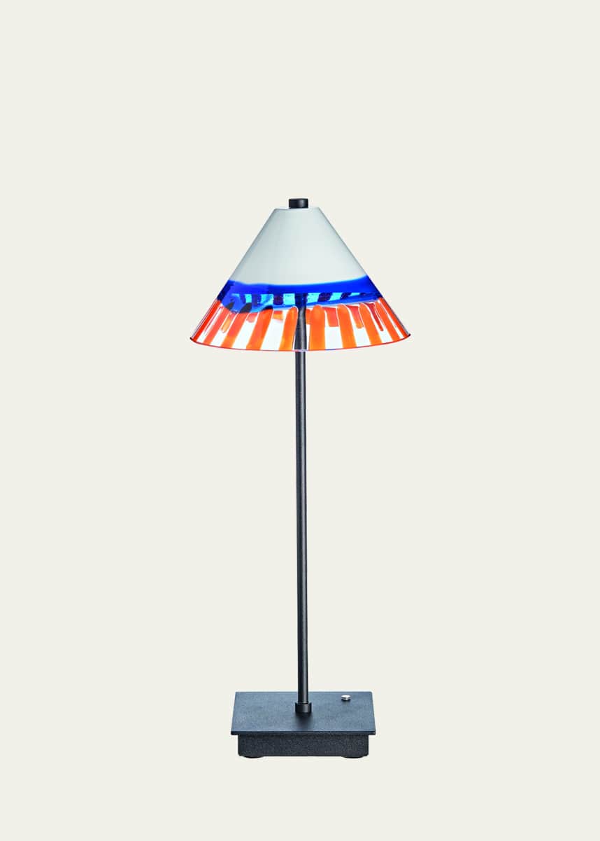 Carlo Moretti Orange Stripe Murano Glass Table Lamp