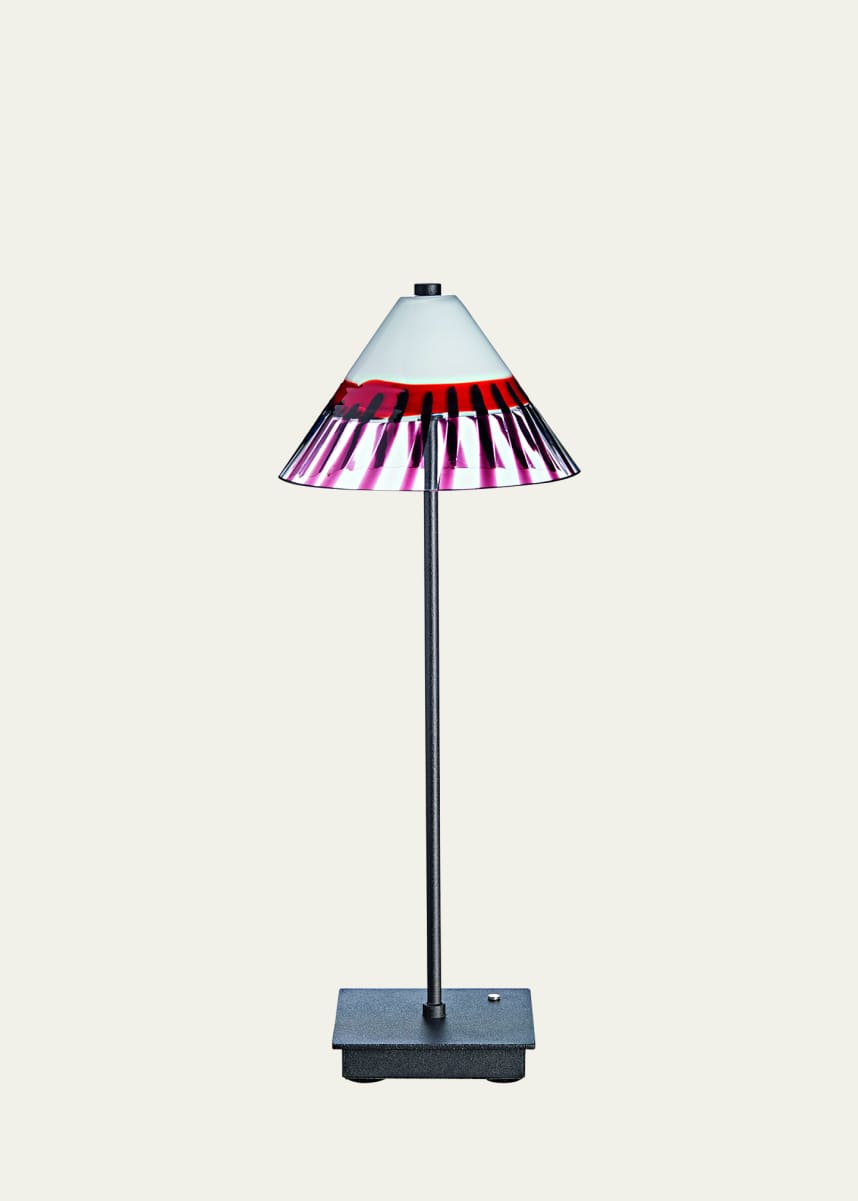 Carlo Moretti Red Stripe Murano Glass Table Lamp