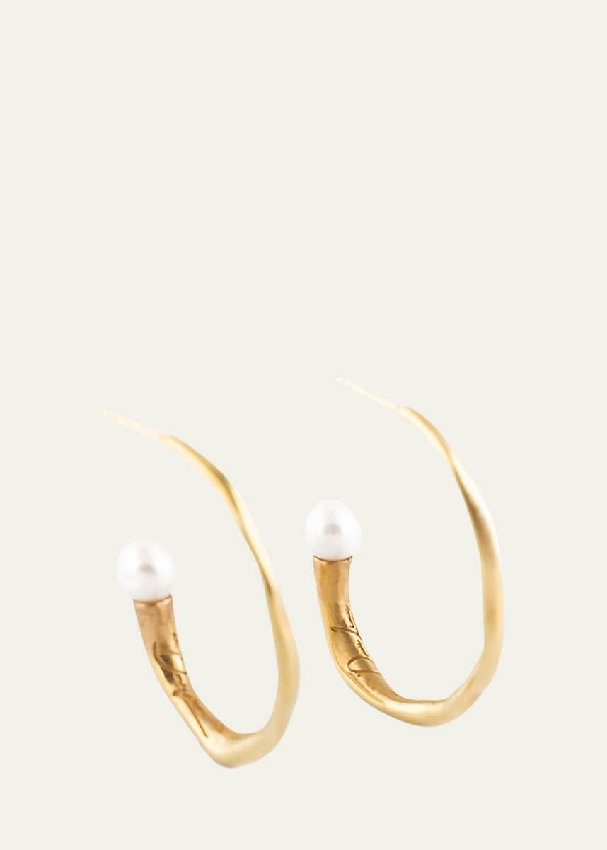 Deux Lions Jewelry 14K Yellow Gold Noah Pearl Hoops