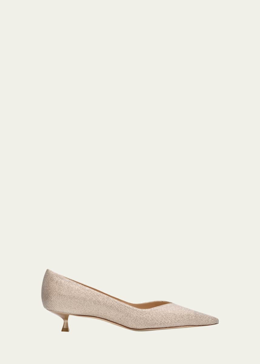 Stuart Weitzman Eva Metallic Kitten-Heel Pumps