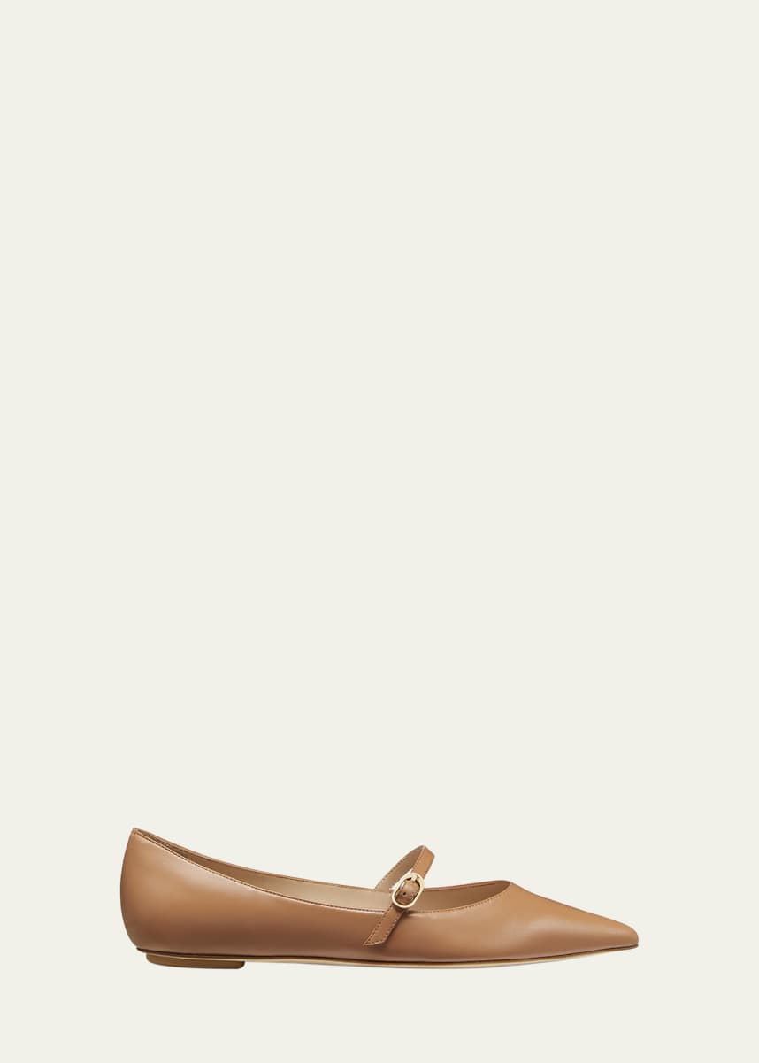 Stuart Weitzman Emilia Leather Mary Jane Ballerina Flats