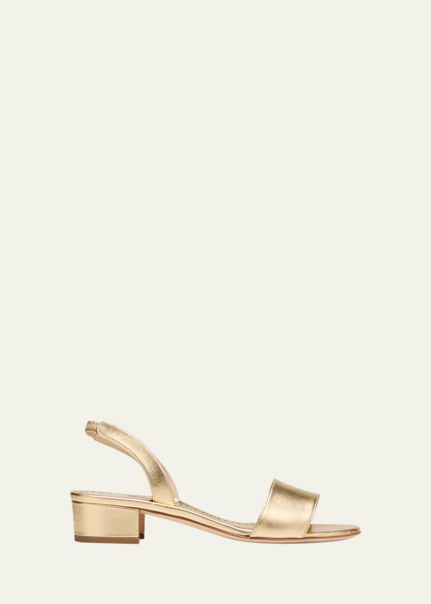 Manolo Blahnik Patopia Metallic Slingback Sandals