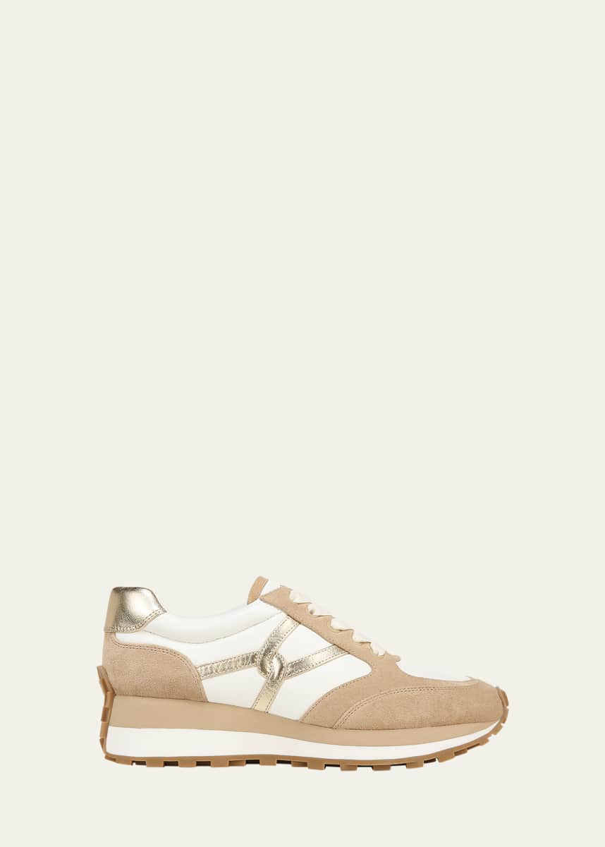 Veronica Beard Valentina Mixed Leather Retro Sneakers