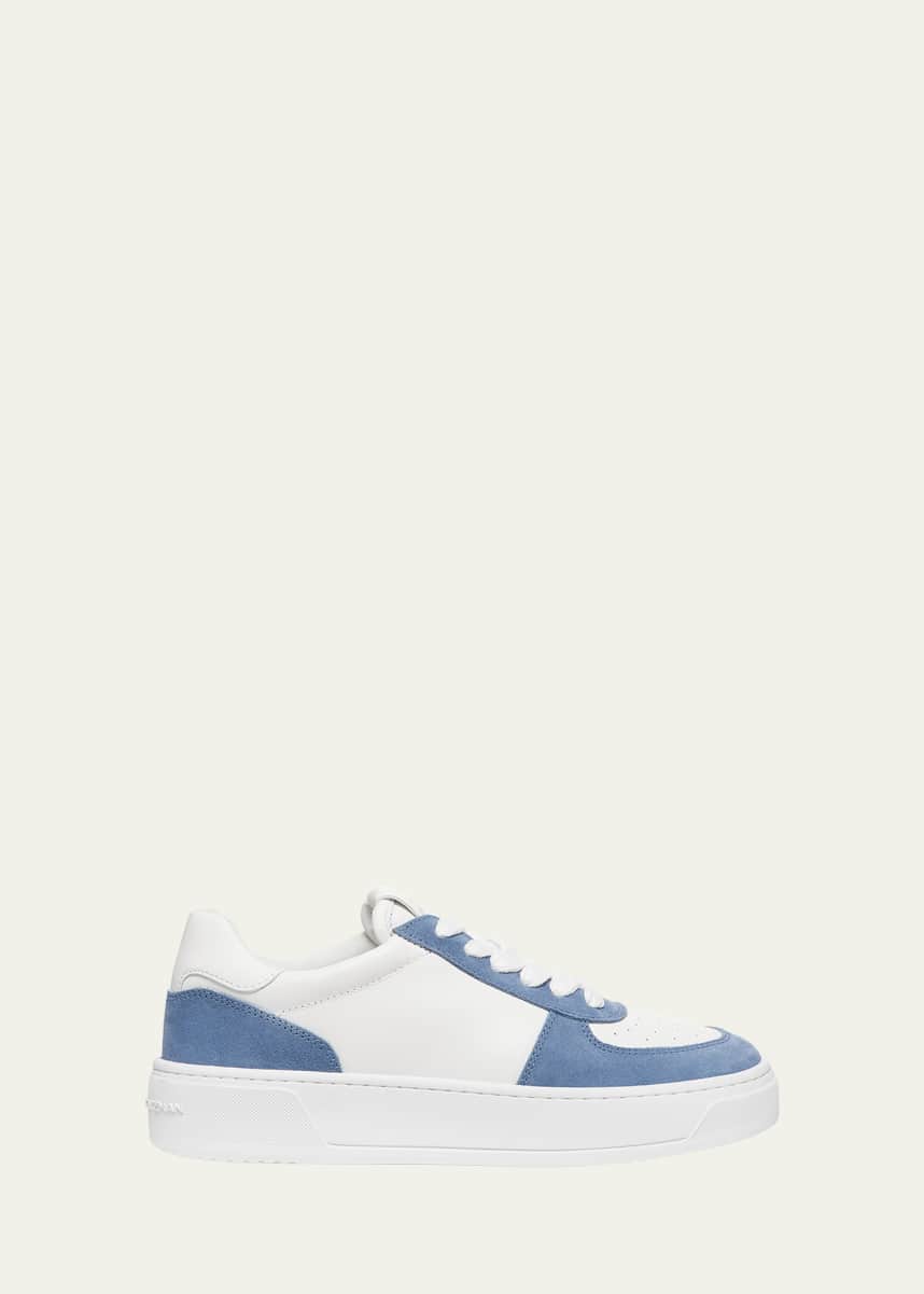 Stuart Weitzman Mixed Leather Courtside Low-Top Sneakers