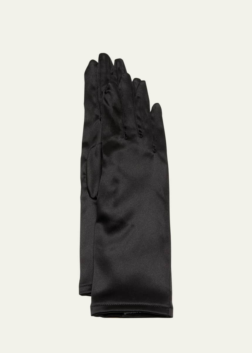 Dolce&Gabbana Sfilata Short Black Satin Gloves
