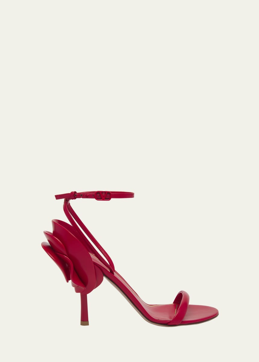 Valentino Garavani Rose Leather Ankle-Strap Sandals