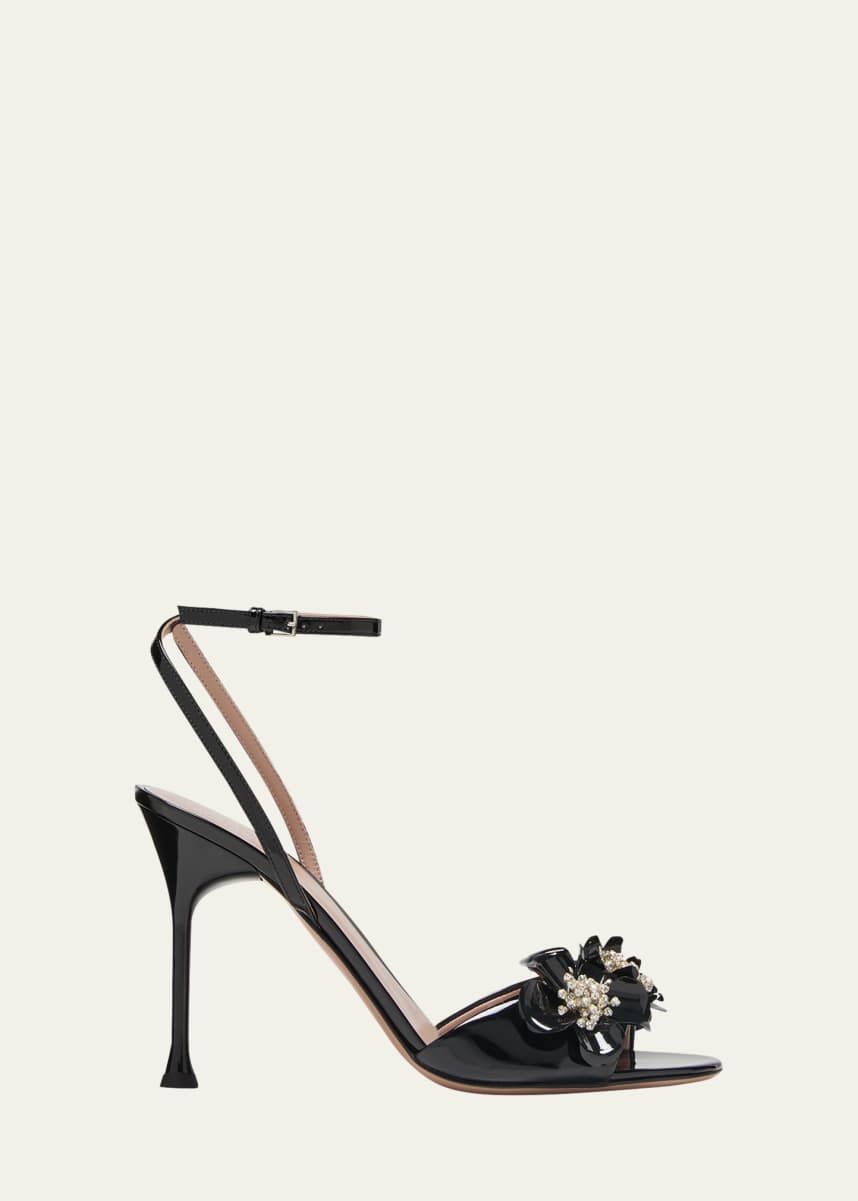 Valentino Garavani Crystal Flower Ankle-Strap Sandals