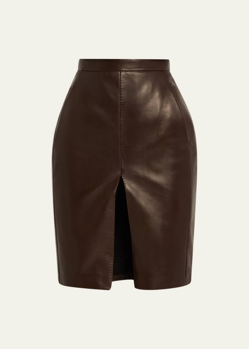 Cut-away Leather Tube Skirt With Ma1 Pocket