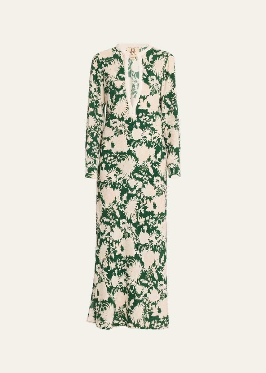 Figue Rosalind Floral Maxi Dress with Embroidered Neckline