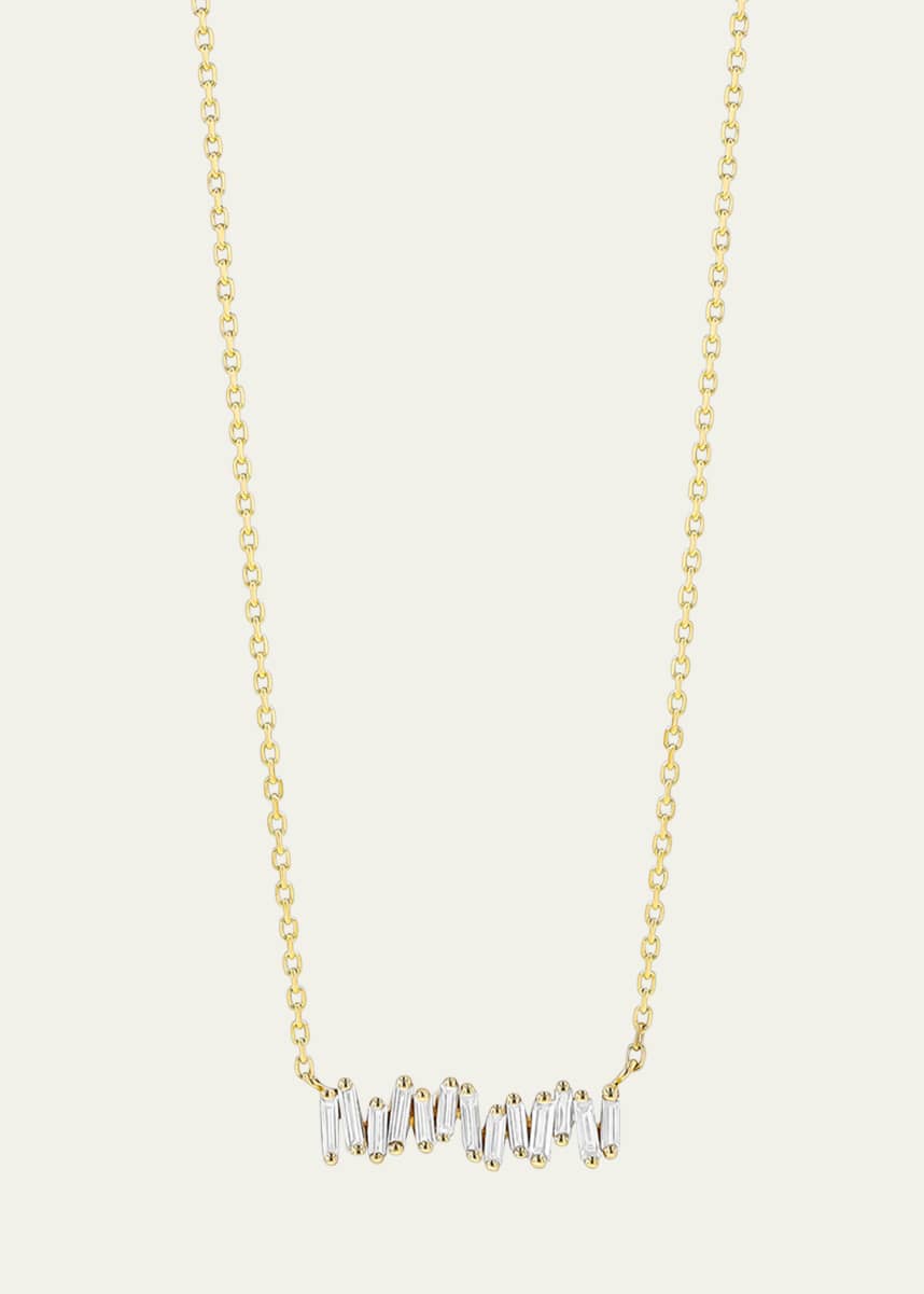 Suzanne Kalan 18k Yellow Gold Baguette Diamond Necklace