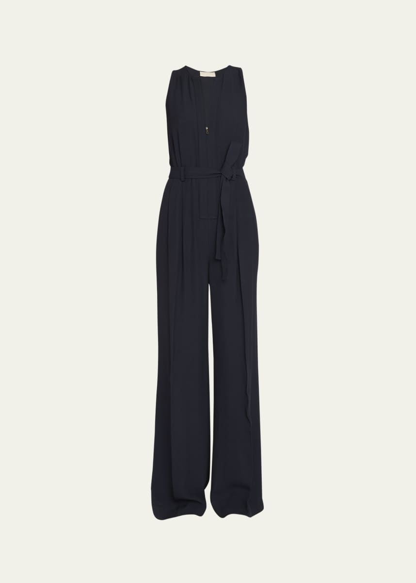 Ulla Johnson Camelia Sleeveless Belted Crepe Straight-Leg Jumpsuit