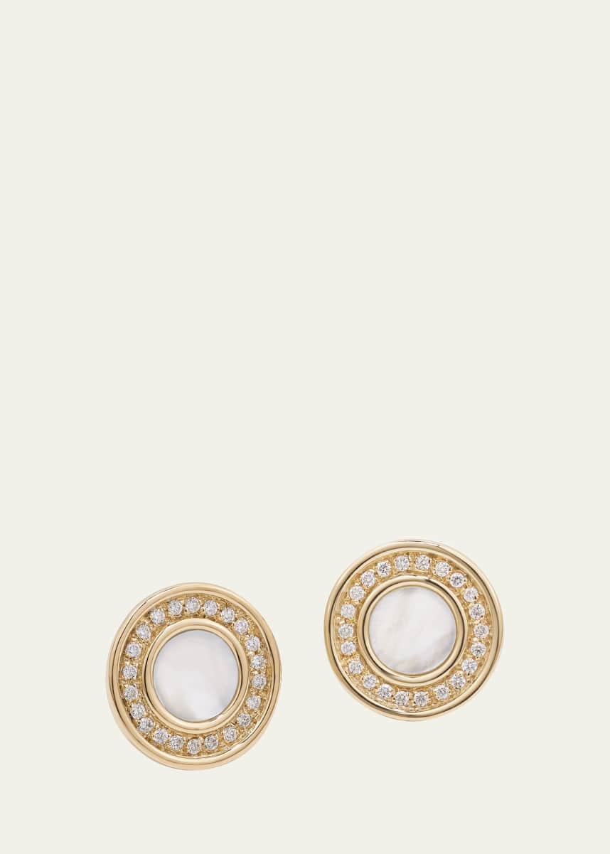 L. Klein Toscano 18K Yellow Gold Earrings with Mother-of-Pearl and Diamonds