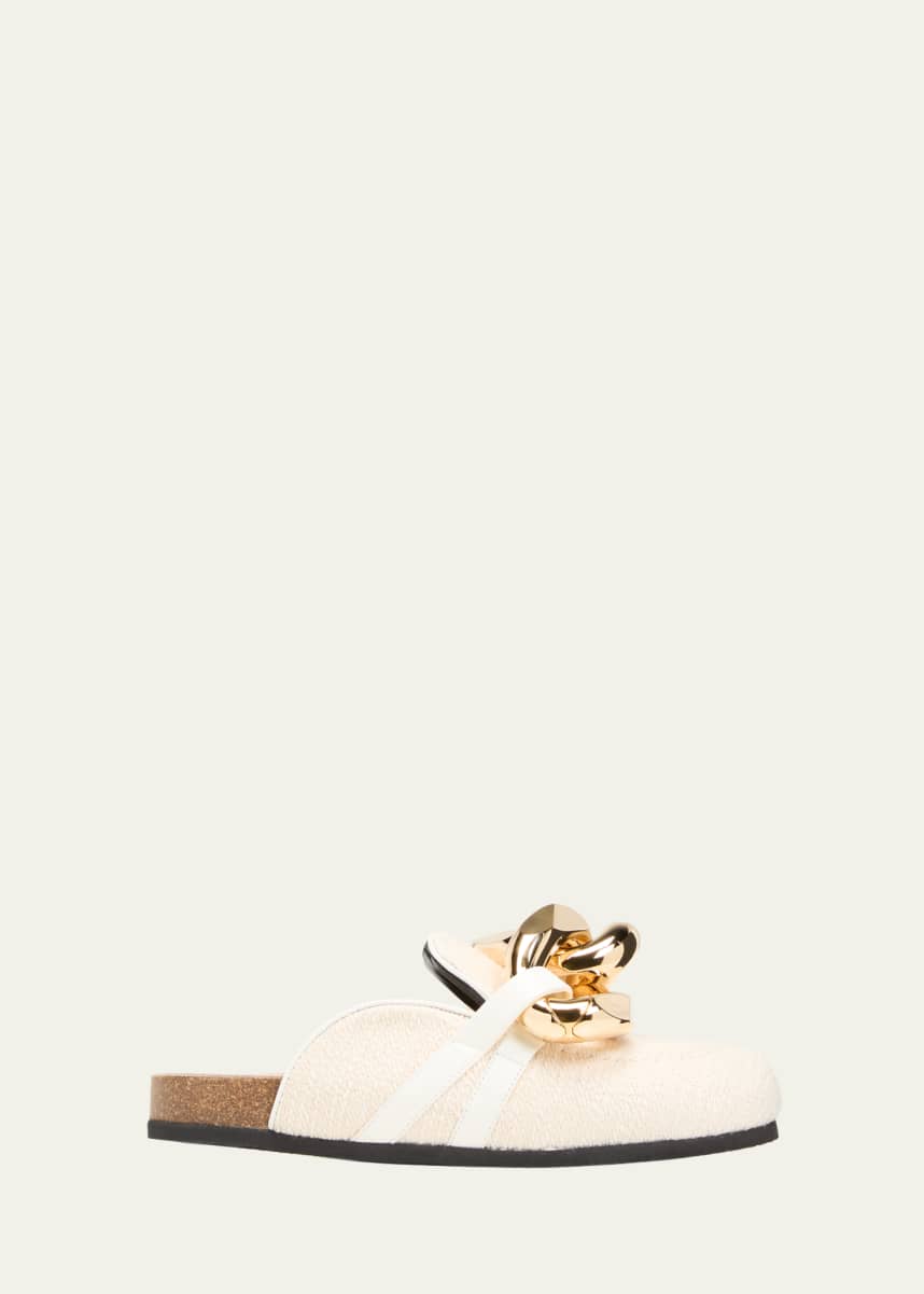 JW Anderson Chunky Chain Cotton Loafer Mules