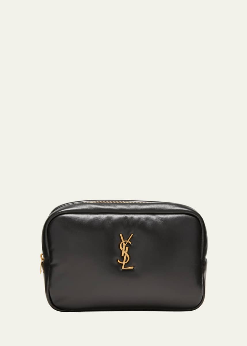 Saint Laurent Cassandre Medium YSL Cosmetic Pouch in Smooth Padded Leather