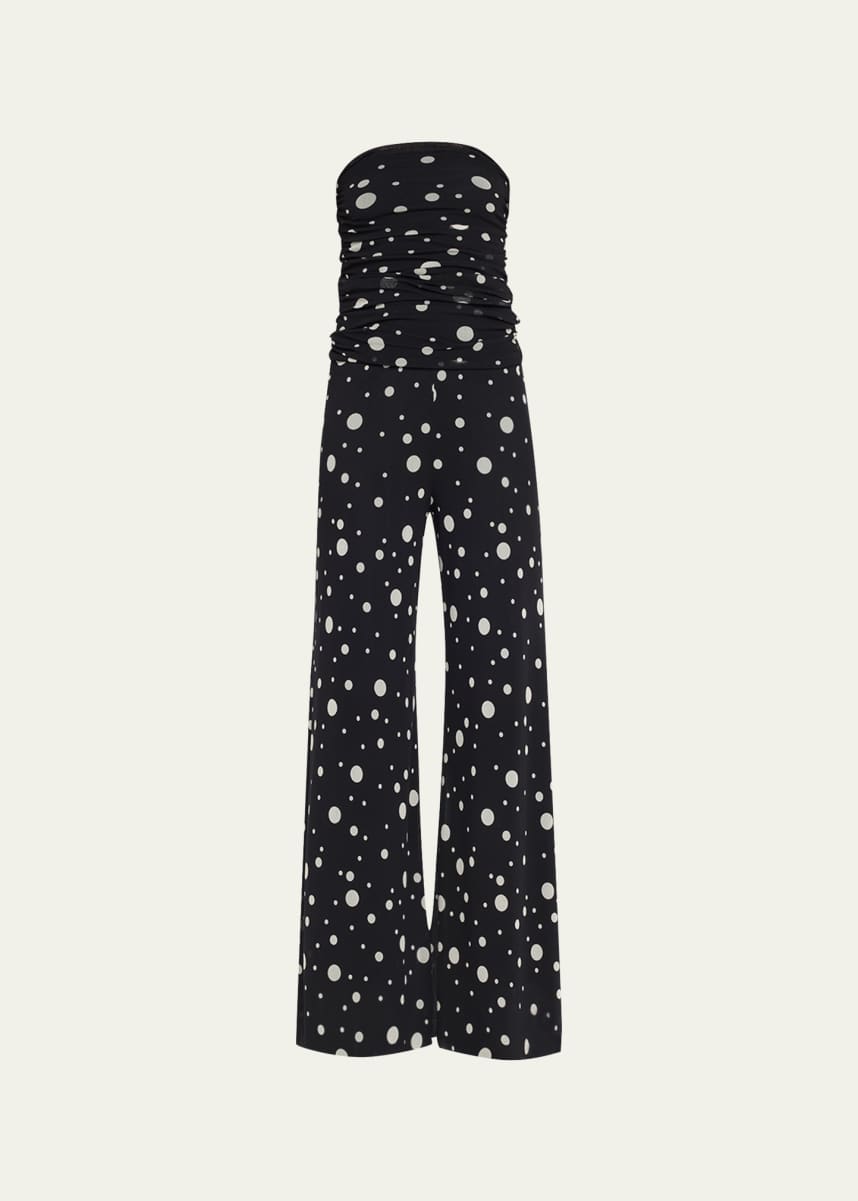 Fuzzi Strapless Polka-Dot Tulle Jumpsuit