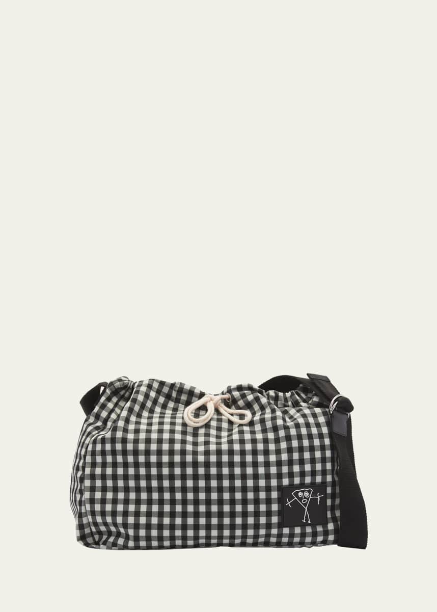 Plan C Medium Check Drawstring Shopping Crossbody Bag