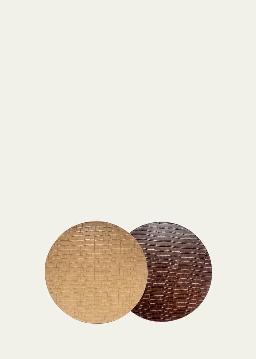 Von Gern Home Chocolate and Light Brown Croco Reversible Placemats