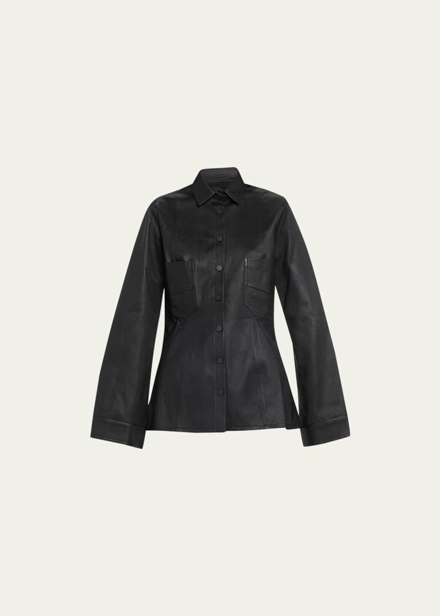 Leather Denim Jacket Chain & 3D Pocket - Luxury Black