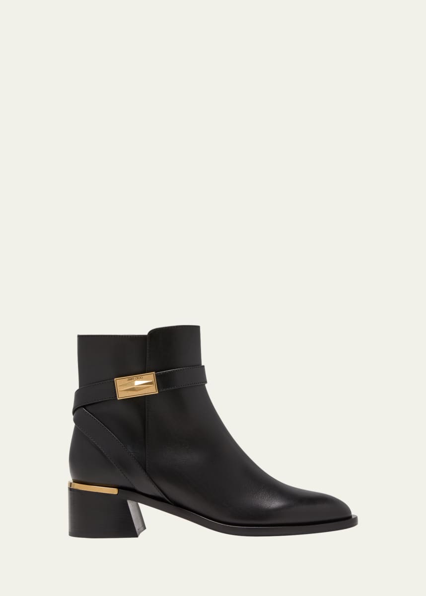 Jimmy Choo Diantha Leather Buckle Ankle Booties