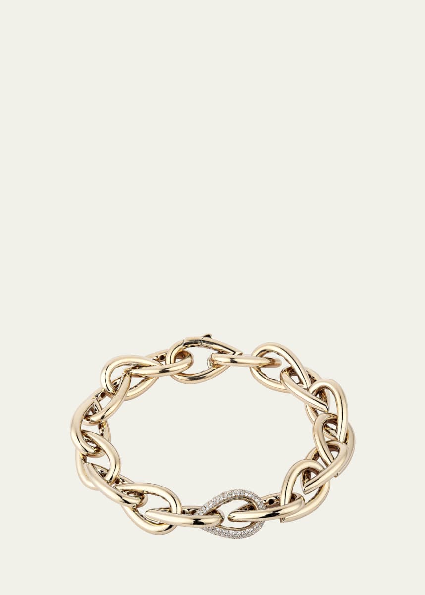 ENGELBERT Yellow Gold Drop Link Armband Bracelet with Diamonds