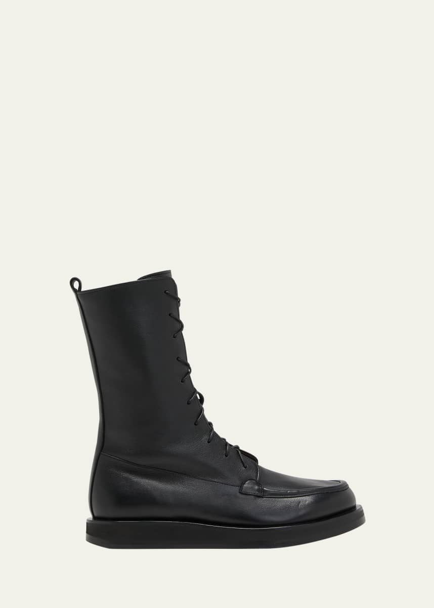 THE ROW Patty Leather Lace-Up Boots