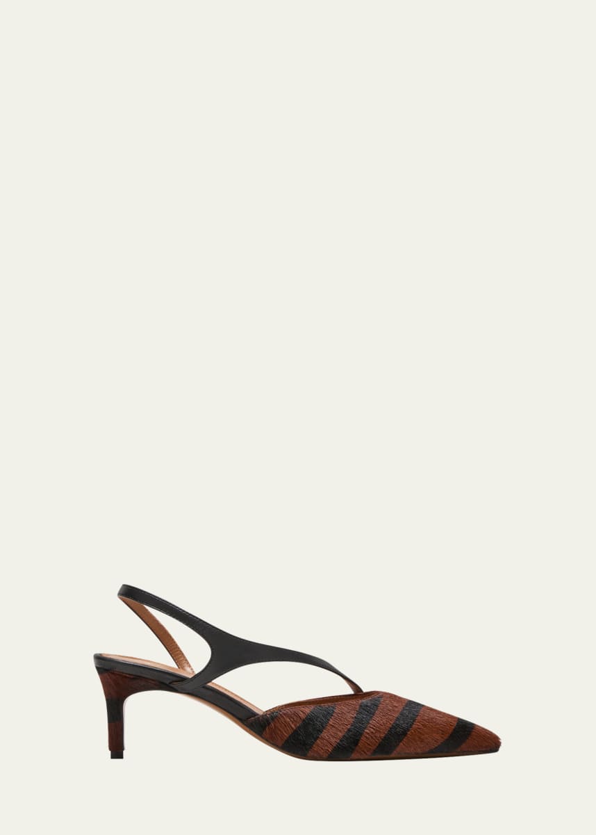 ATP Atelier Riano Animal-Print Asymmetrical Slingback Pumps