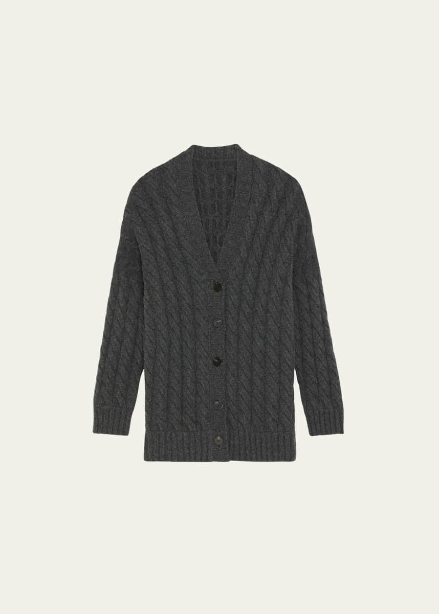Theory Cashmere and Wool Cable-Knit Cardigan