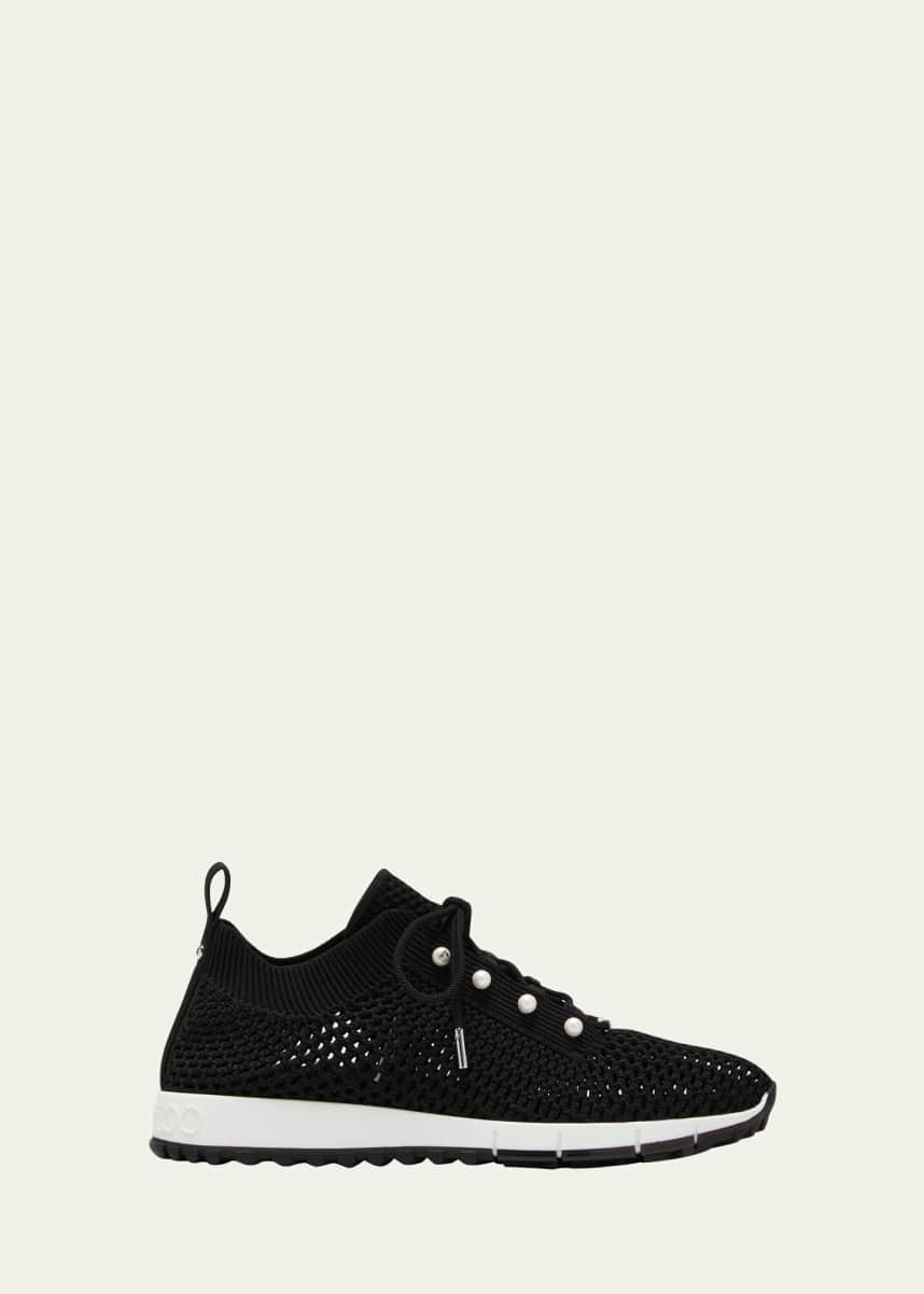 Jimmy Choo Veles Knit Pearly Lace-Up Sneakers