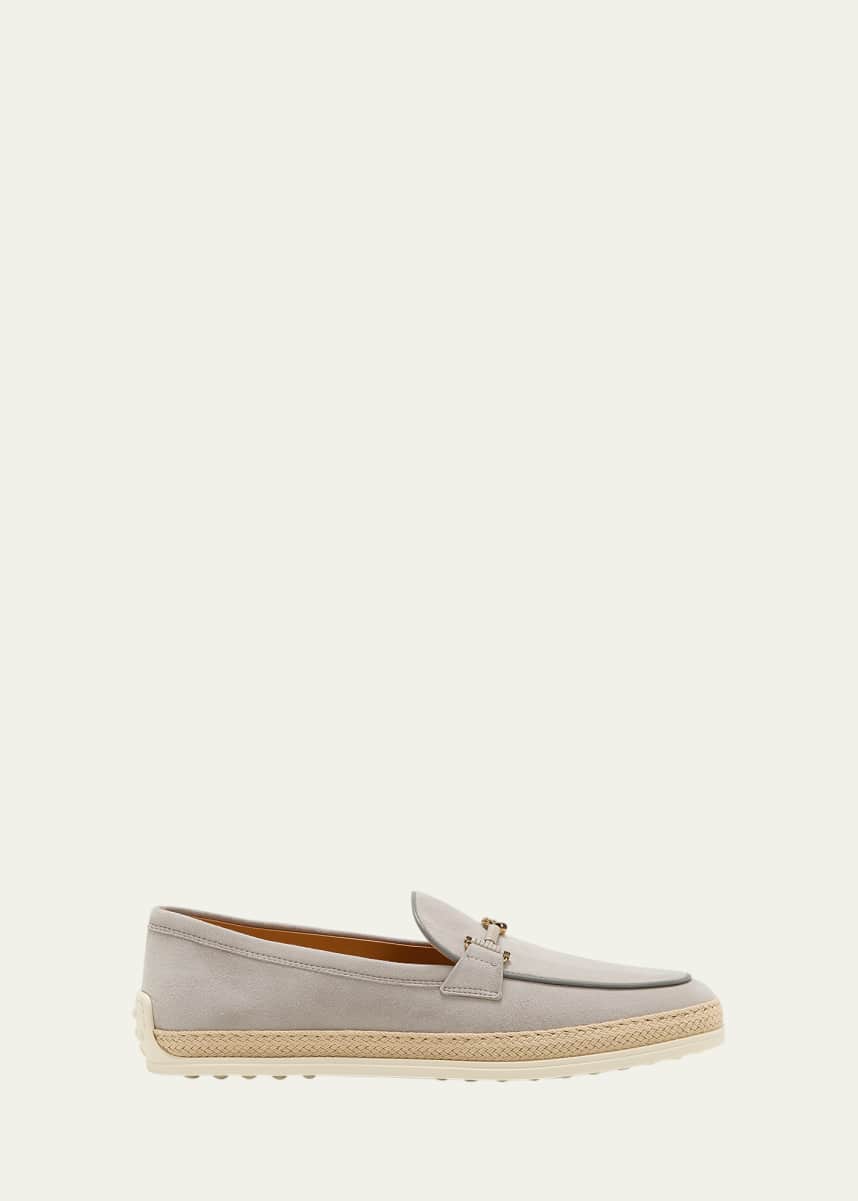 Tod's Gomma Suede T-Ring Espadrille Driver Loafers