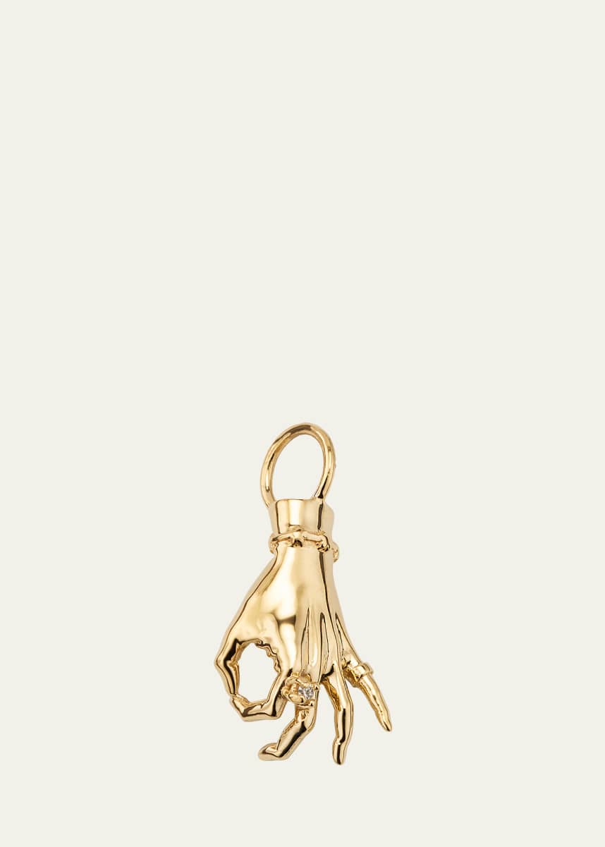 Maura Green Jewelry 14K Yellow Gold Gyan Mudra LadyFinger Pendant With Diamond