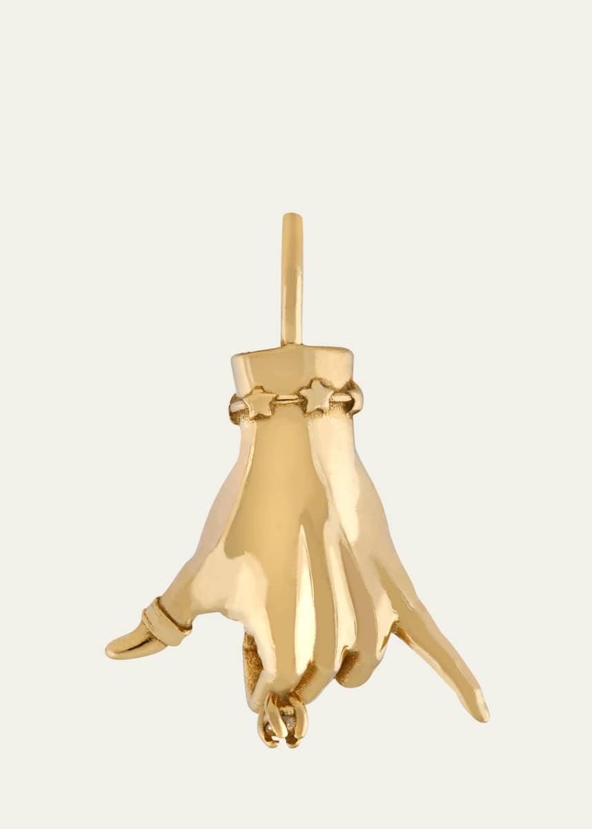 Maura Green Jewelry 14K Yellow Gold Shaka LadyFinger Pendant with Diamond