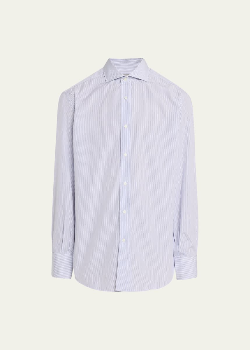 Brunello Cucinelli Men's Micro-Stripe Cotton Sport Shirt