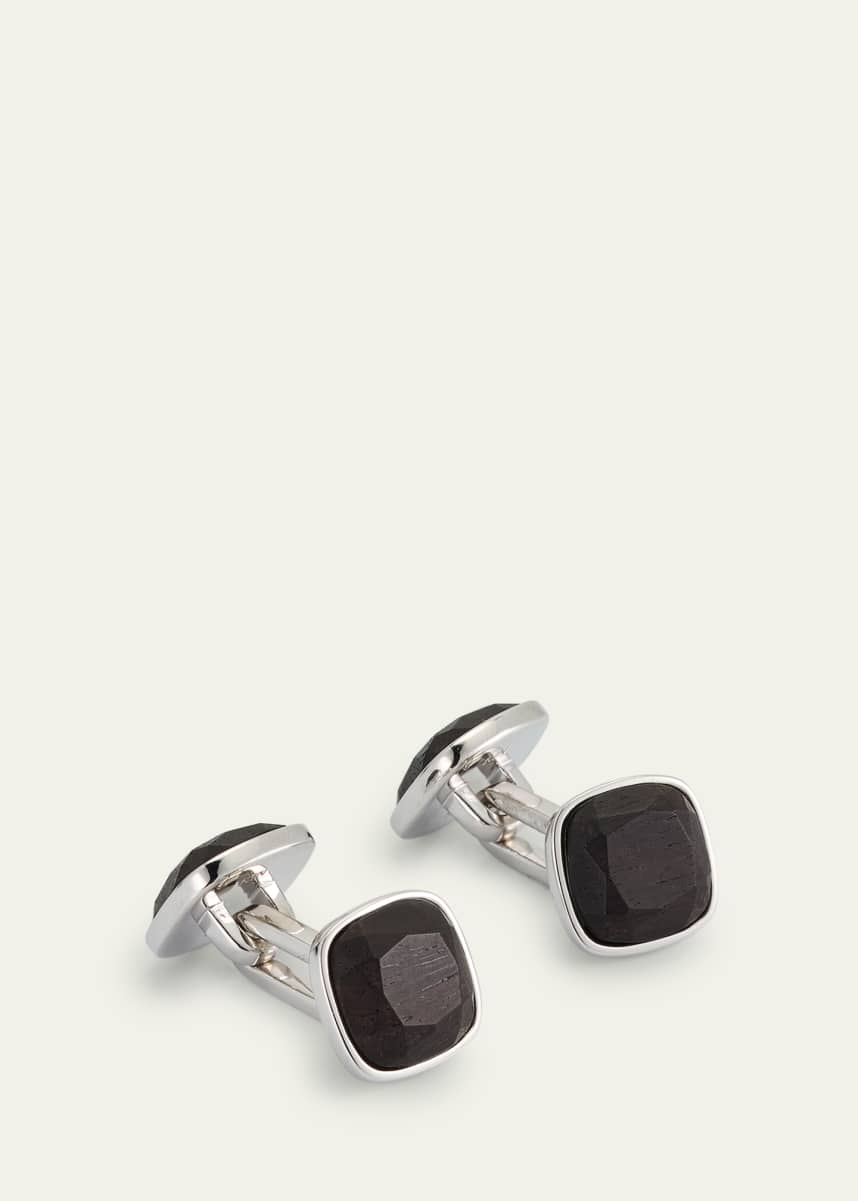 KINRADEN Men's The Two Sterling Silver Mpingo Hardwood Cufflinks