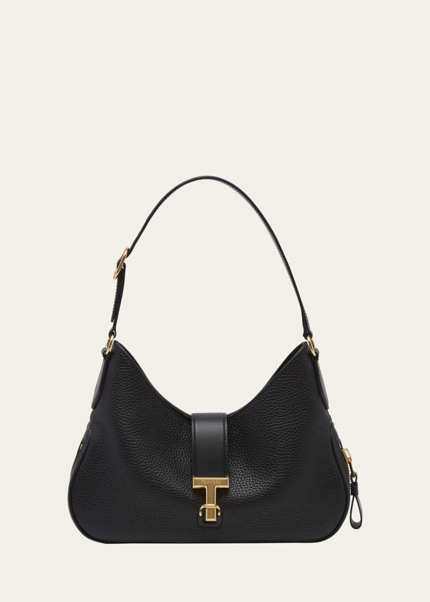 TOM FORD Monarch Medium Zip Grain Leather Hobo Bag