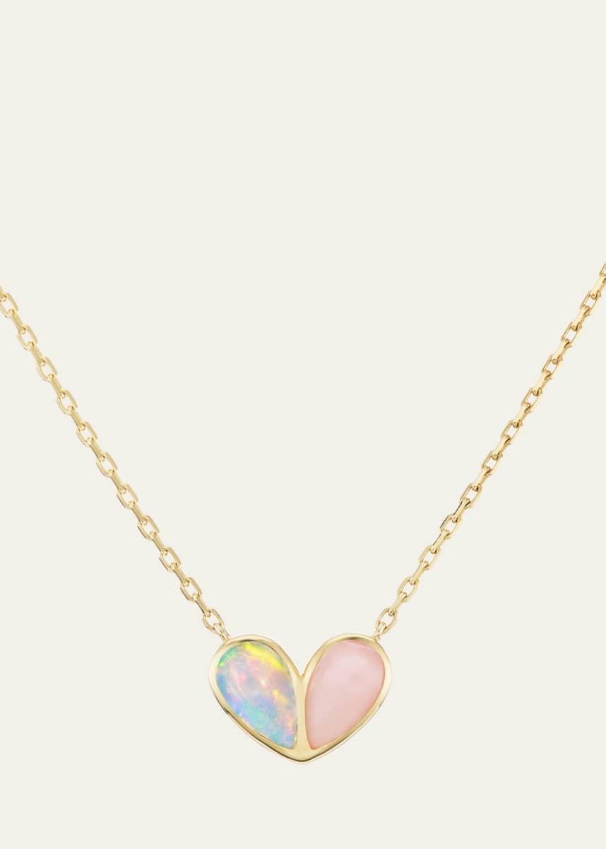 Gemella Jewels 18K Yellow Gold Sweetheart Ethiopian and Pink Opal Necklace