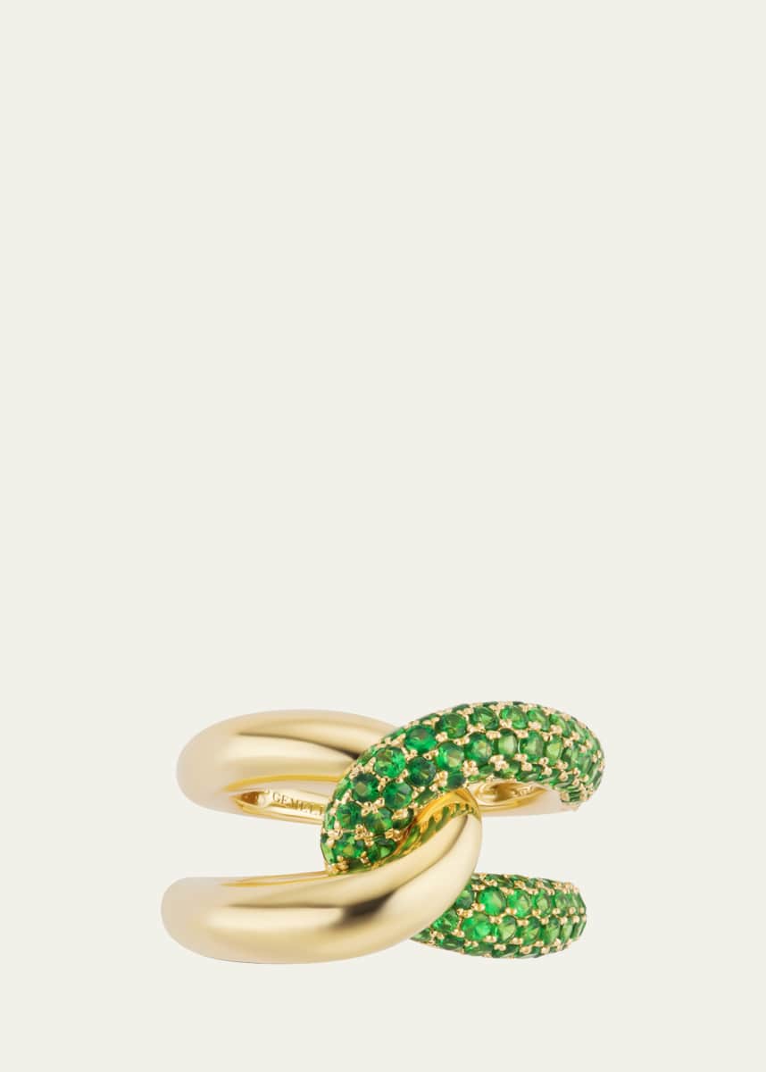 Gemella Jewels 18K Yellow Gold Intertwin Tsavorite Statement Ring