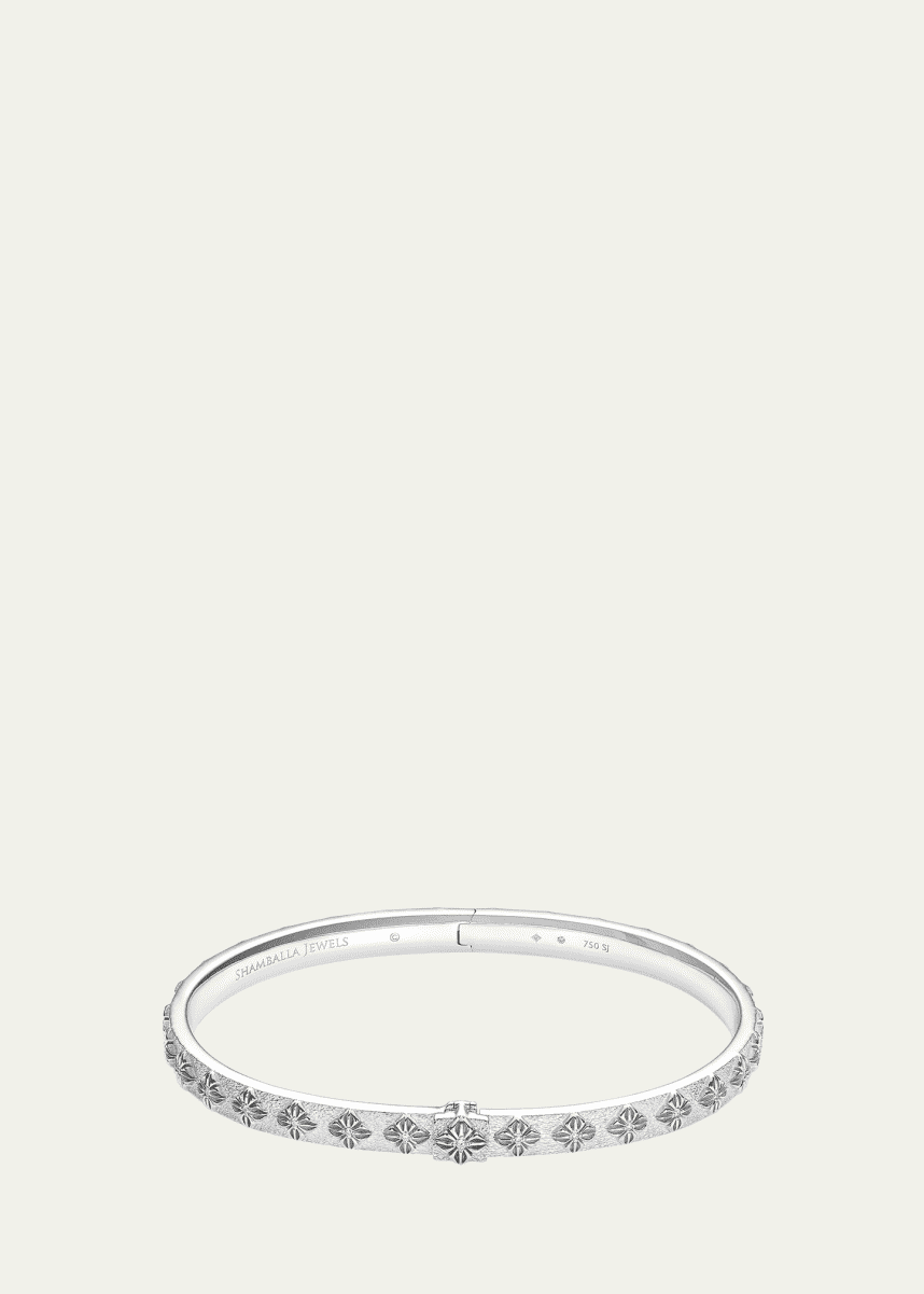 Shamballa Jewels Men's 18K White Gold Bangle Bracelet with Diamonds, Size M