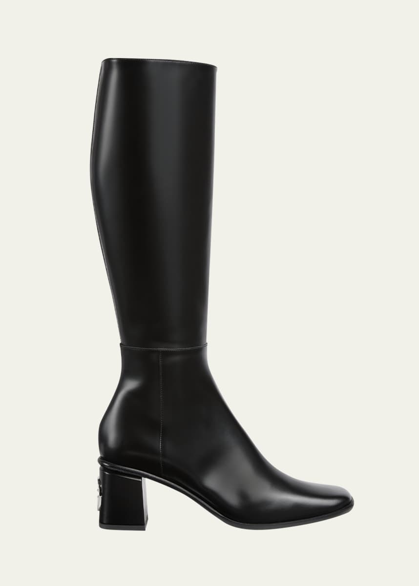 Gucci Onyx Leather Knee Boots