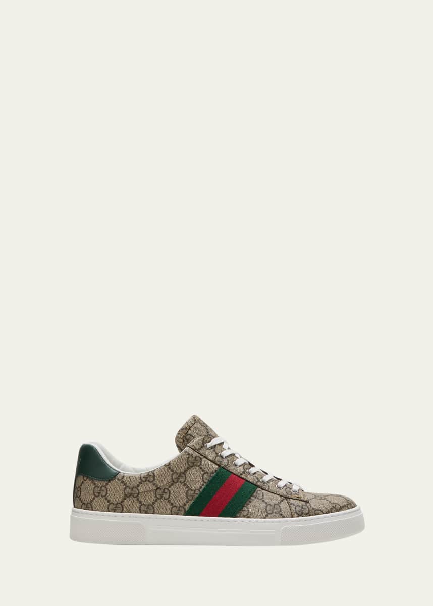Gucci Ace Monogram Canvas Low-Top Sneakers