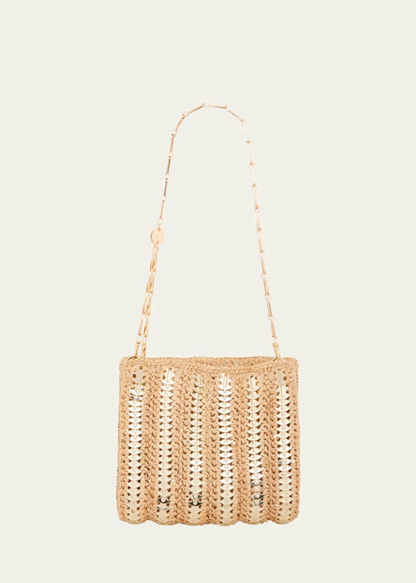 Rabanne Sac Disc-Link Raffia Shoulder Bag