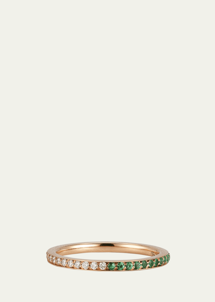 Alice Van Cal 18K Rose Gold Diamond and Emerald Eternity Ring