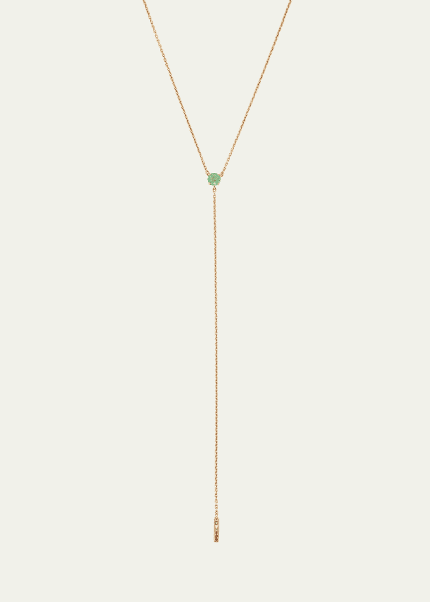 Alice Van Cal 18K Rose Gold Anima Emerald Lariat Necklace with Gemstones