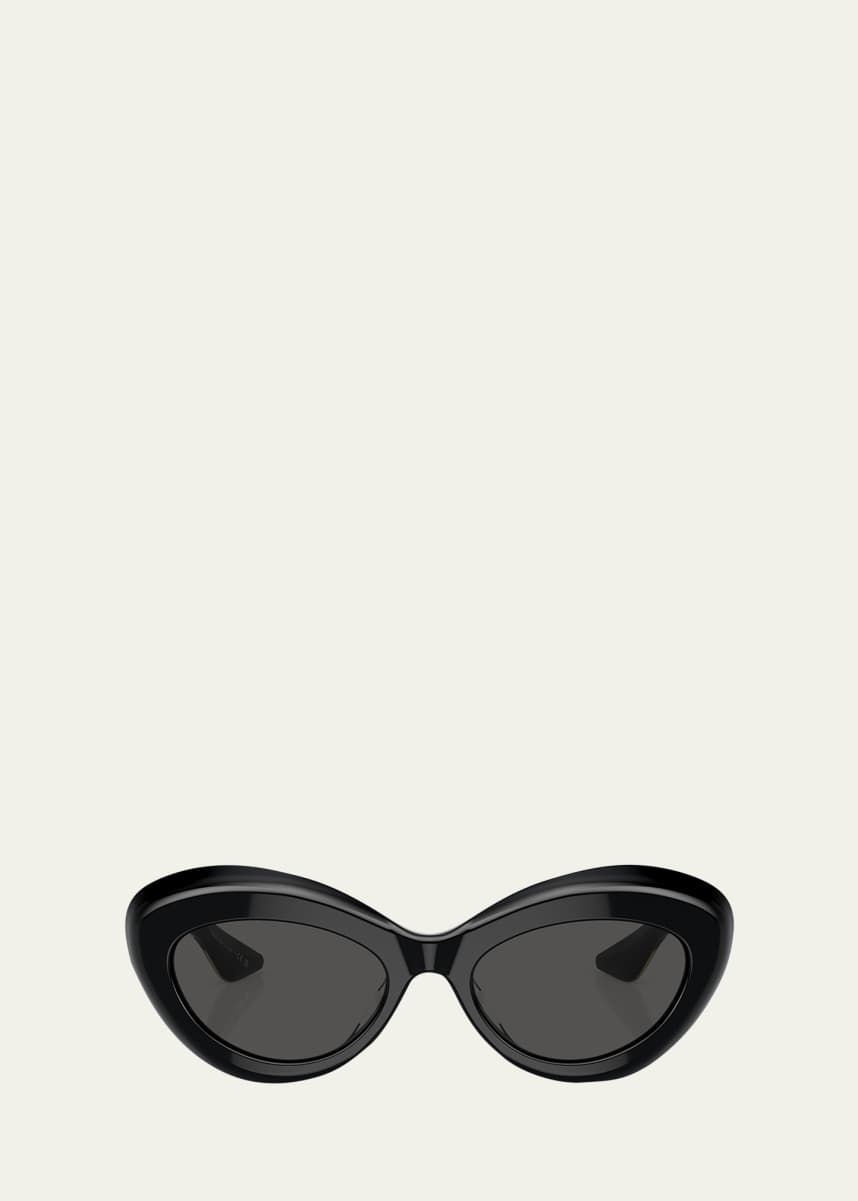 Oversized rectangular sunglasses in dark brown injection